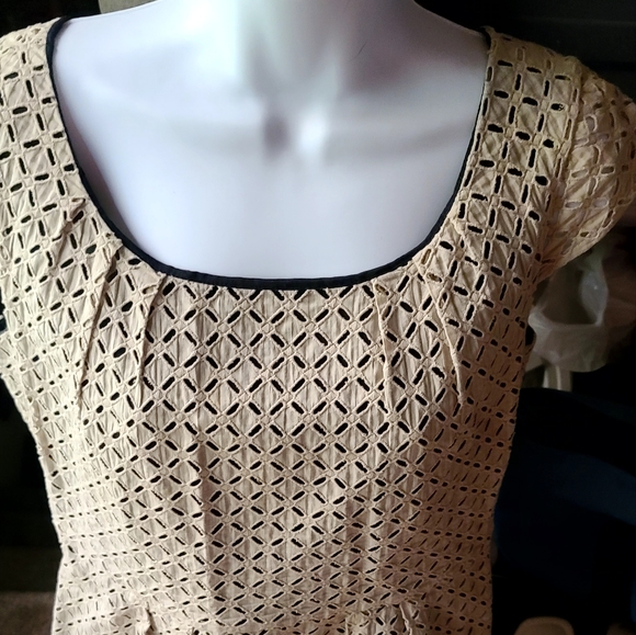 Calvin Klein black * Tan beautiful eyelet dress sz10p - Picture 3 of 9